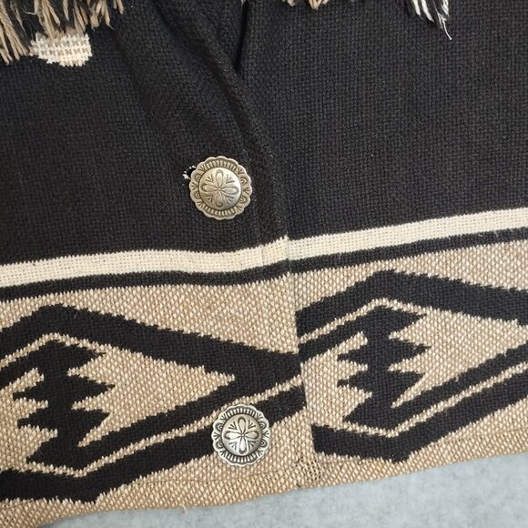 Western One Size Aztec Cowboy Women's All Cotton Jacket Raw Hem 2 Button Front - Picture 6 of 12